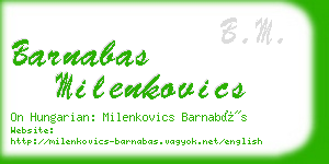 barnabas milenkovics business card